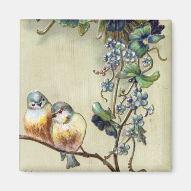 Herzlichen Glückwunsch Vintage Vögel Magnet (Vorne)