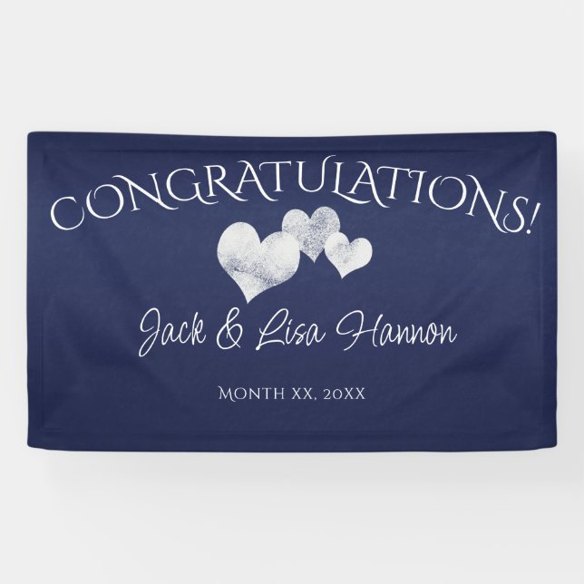 Herzlichen Glückwunsch White Hearts zur Hochzeit d Banner (Horizontal)