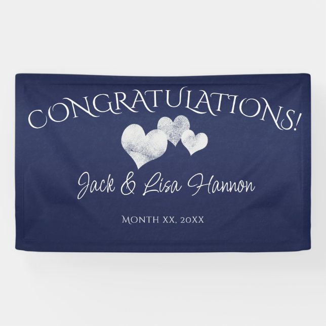Herzlichen Glückwunsch White Hearts zur Hochzeit d Banner (Horizontal)