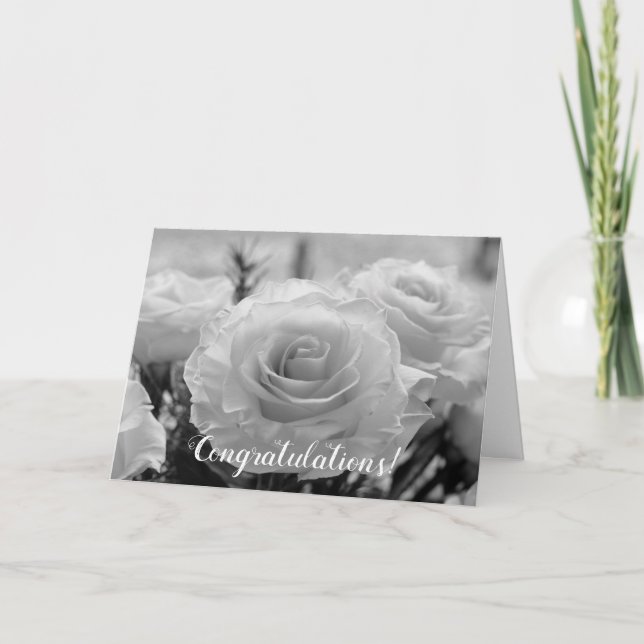 Herzlichen Glückwunsch White Roses Hochzeit Karte (Vorderseite)