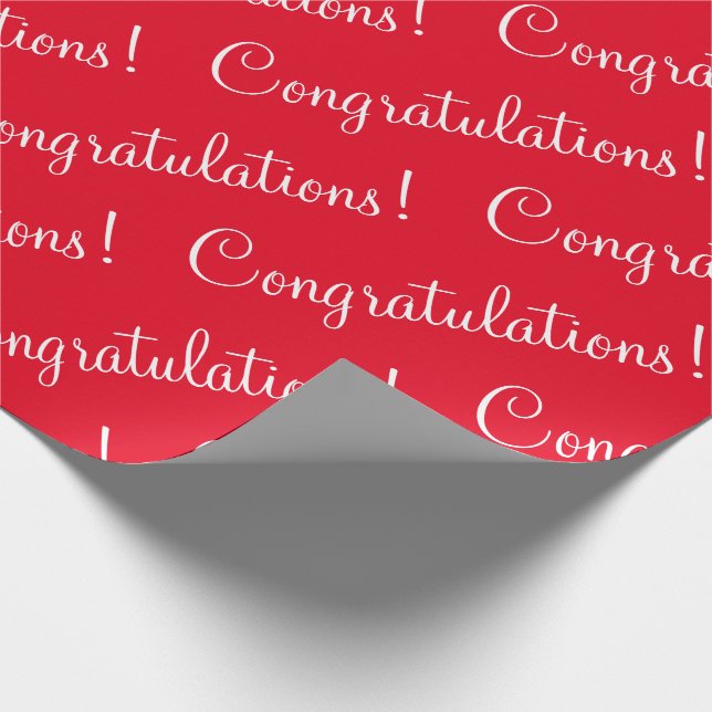 Herzlichen Glückwunsch White Script Red Abschluss  Geschenkpapier (Ecke)