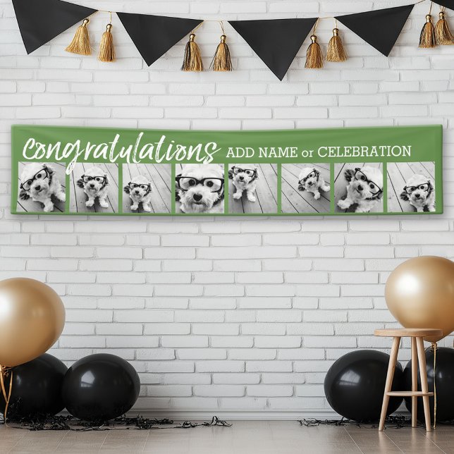 Herzlichen Glückwunsch zu 8 Foto Collage Custom Te Banner (Custom Graduation Banner)