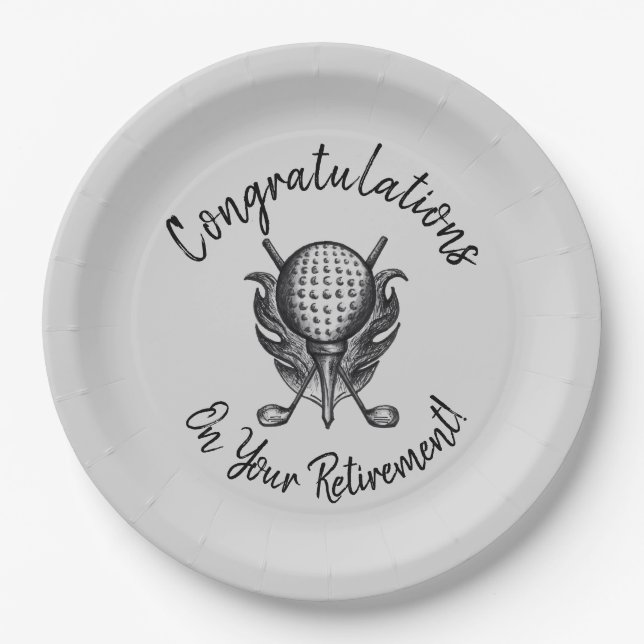 Herzlichen Glückwunsch zu den Rentirement Golf Bal Pappteller (Vorderseite)