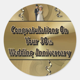 Herzlichen Glückwunsch zu Ihrem 50. Hochzeitstag Runder Aufkleber