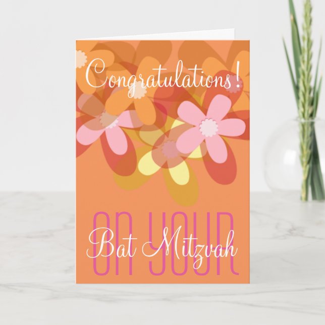 Herzlichen Glückwunsch zu Ihrem Bat Mitzvah floral Karte (Vorderseite)