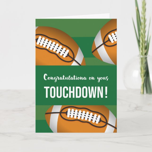 Herzlichen Glückwunsch zu Ihrem Fußball Touchdown  Karte (Vorderseite)