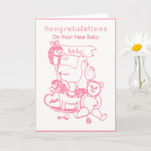 Herzlichen Glückwunsch zu Ihrem neuen Baby Pink Ki Karte