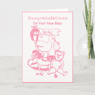 Herzlichen Glückwunsch zu Ihrem neuen Baby Pink Ki Karte