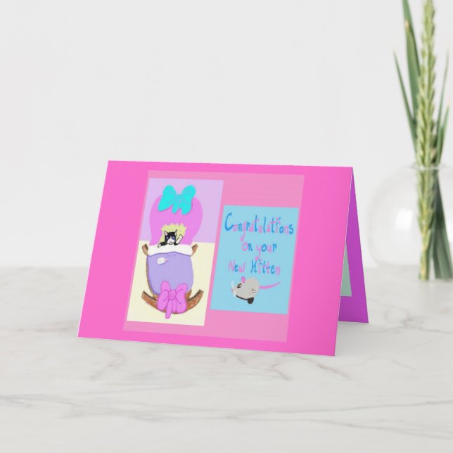 Herzlichen Glückwunsch zu Ihrem neuen Kitten, Pink Karte (Vorderseite)
