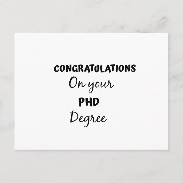Herzlichen Glückwunsch zu Ihrem phd-Grad  Postkarte (Vorderseite)