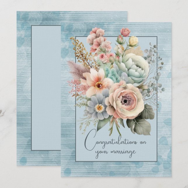 Herzlichen Glückwunsch zu Ihrer Hochzeit Blumenstr Mitteilungskarte (Vorne/Hinten)