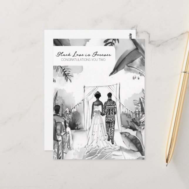 Herzlichen Glückwunsch zu Ihrer Hochzeit Postkarte (Vorderseite/Rückseite Beispiel)