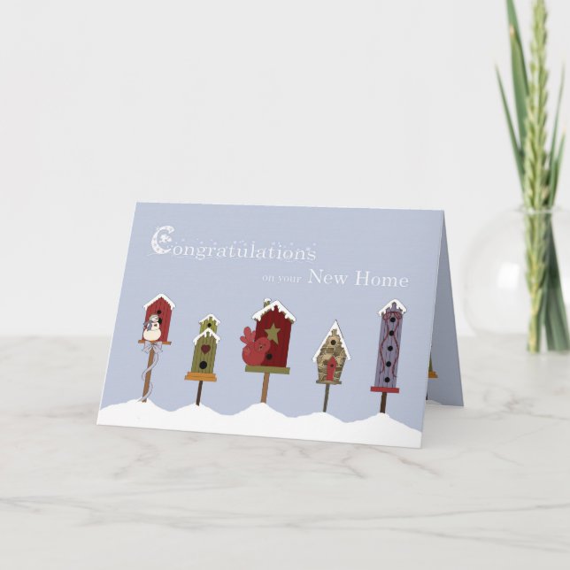 Herzlichen Glückwunsch zu New Zuhause Birdhouses & Karte (Vorderseite)