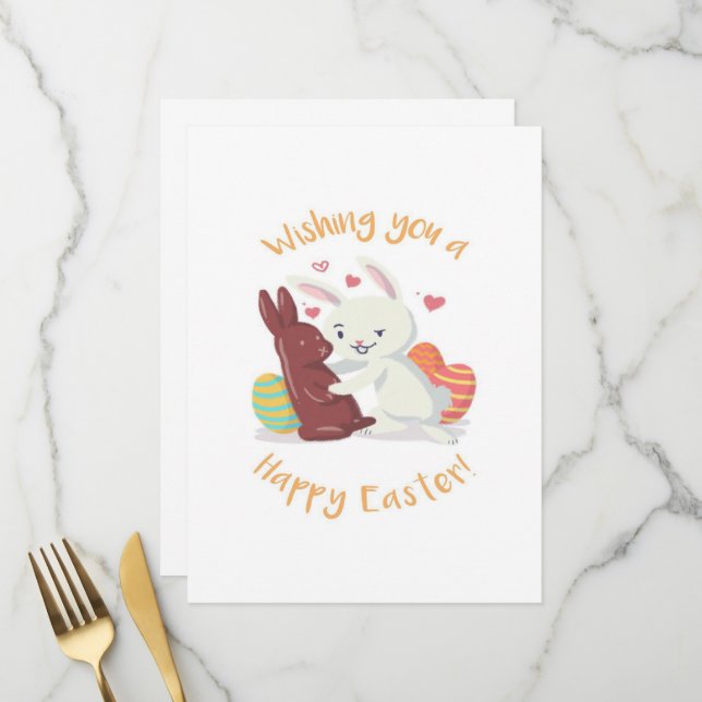 Herzlichen Glückwunsch zu Ostern! Menükarte (Vorderseite/Rückseite Beispiel)