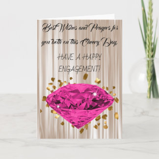 Herzlichen Glückwunsch zu Verlobung & Gold Pink Di Karte