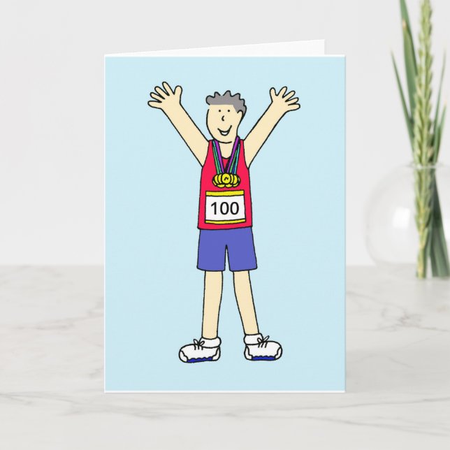 Herzlichen Glückwunsch zum 100. Marathon, für Ihn. Karte (Vorderseite)