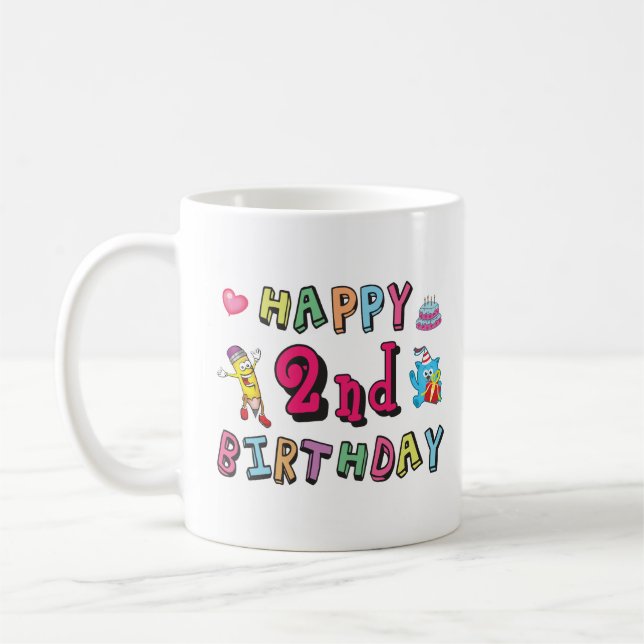 Herzlichen Glückwunsch zum 2. Geburtstag. 2 Jahre  Kaffeetasse (Links)