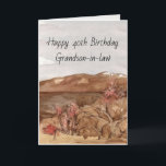 Herzlichen Glückwunsch zum 40. Geburtstag Grandson Karte<br><div class="desc">Eine individuelle Glückwunschkarte zum Geburtstag eines Schwiegersohns zum 40. Geburtstag oder personalisieren Sie sie für ein anderes Familienmitglied oder einen anderen Freund. Die Karte zeigt eine Wüstenlandschaft mit sagebrush Pflanze, sanfte Hügel mit Touchs von Schnee auf den Gipfeln unter einem weichen grauen Himmel Hand mit Aquarell gemalt. Sie können Alter...</div>