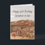 Herzlichen Glückwunsch zum 40. Geburtstag Grandson Karte<br><div class="desc">Eine individuelle Glückwunschkarte zum Geburtstag eines Schwiegersohns zum 40. Geburtstag oder personalisieren Sie sie für ein anderes Familienmitglied oder einen anderen Freund. Die Karte zeigt eine Wüstenlandschaft mit sagebrush Pflanze, sanfte Hügel mit Touchs von Schnee auf den Gipfeln unter einem weichen grauen Himmel Hand mit Aquarell gemalt. Sie können Alter...</div>