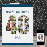 Herzlichen Glückwunsch zum 40. Geburtstag Vater Nu<br><div class="desc">Say Happy 40. Geburtstag Vater mit einer einzigartigen Geburtstagskarte und Ihrer eigenen personalisierten Foto Collage. Diese große Geburtstagskarte für den Vater hat moderne Slab-Typografie in Ozeanblau und einfaches Styling, um sich auf Ihre Bilder in der Zahl 40 zu konzentrieren. Die Vorlage ist für Sie Set, um Happy Birthday Vater zu...</div>