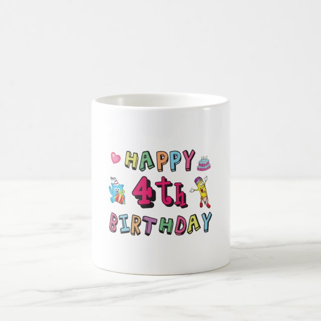 Herzlichen Glückwunsch zum 4. Geburtstag Kaffeetasse (Mittel)
