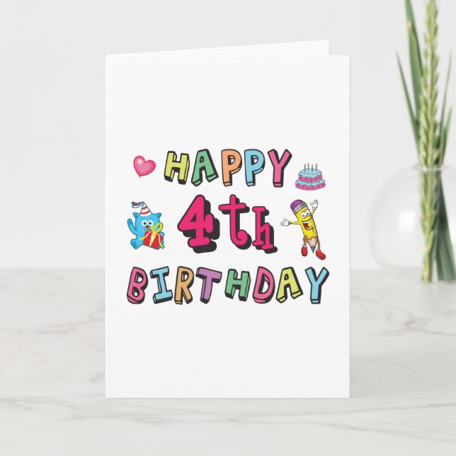 Herzlichen Glückwunsch zum 4. Geburtstag Karte (Vorderseite)