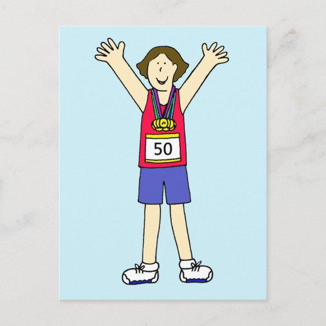 Herzlichen Glückwunsch zum 50. Marathon für sie Postkarte (Vorderseite)