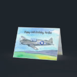Herzlichen Glückwunsch zum 60. Geburtstag Brother  Karte<br><div class="desc">Eine Geburtstagskarte für einen Bruder oder jeden, der gerne fliegt, mit einem Vintagen Air Force-Flugzeug mit einem blauen und weißen Rollsymbol an der Seite, an dem der Pilot an einem ruhigen, sonnigen Tag mit Aquarell über sanfte Hügel fliegt. Sie können die Karte für ein anderes Alter und eine andere Beziehung...</div>