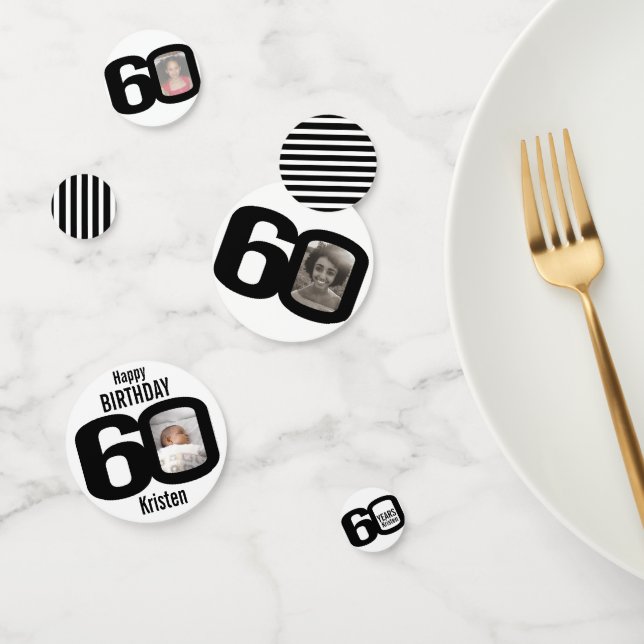 Herzlichen Glückwunsch zum 60. Geburtstag und Foto Konfetti (Gruppe)