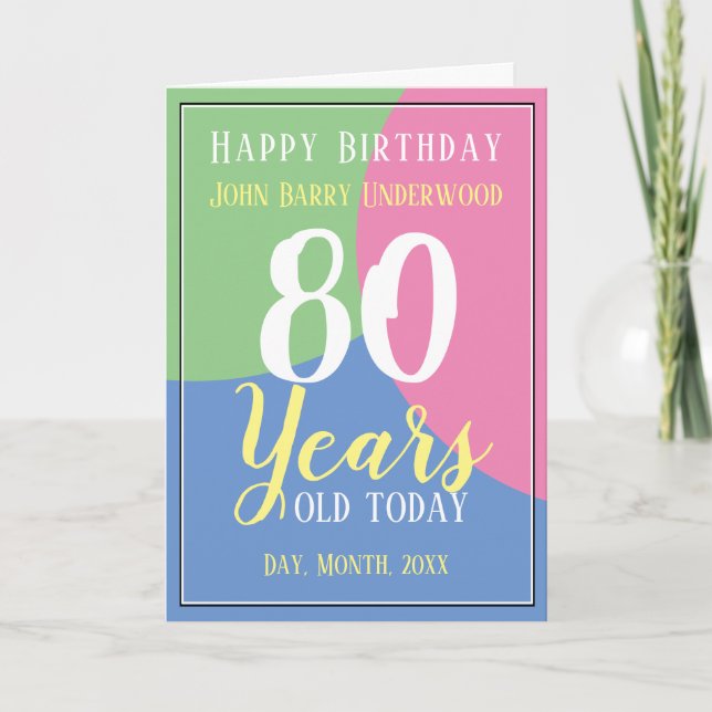 Herzlichen Glückwunsch zum 80. Geburtstag Karte (Vorderseite)