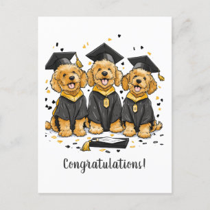 Herzlichen Glückwunsch zum Abschluss Goldendoodle  Postkarte