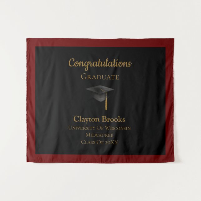 Herzlichen Glückwunsch zum Abschluss mit Cap Wandteppich (Vorderseite (Horizontal))