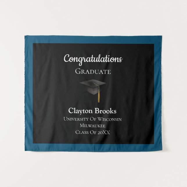 Herzlichen Glückwunsch zum Abschluss mit Cap Wandteppich (Vorderseite (Horizontal))