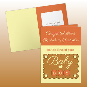 Herzlichen Glückwunsch zum Babyjungen orange gelb Karte