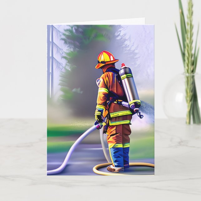 Herzlichen Glückwunsch zum Feuerwehrmann Karte (Vorderseite)