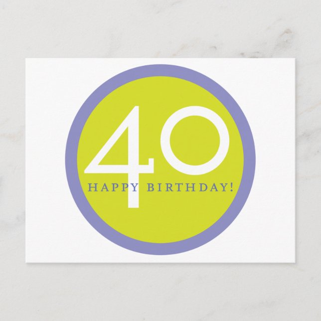 Herzlichen Glückwunsch zum Geburtstag, 40! Postkarte (Vorderseite)