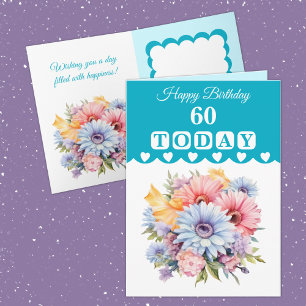 Herzlichen Glückwunsch zum Geburtstag 60 Blume heu Karte