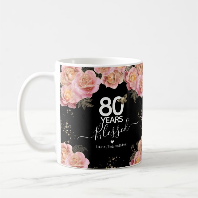 Herzlichen Glückwunsch zum Geburtstag 80 Jahre ges Kaffeetasse (Links)