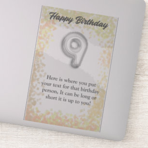 Herzlichen Glückwunsch zum Geburtstag, 9 Jahre alt Aufkleber