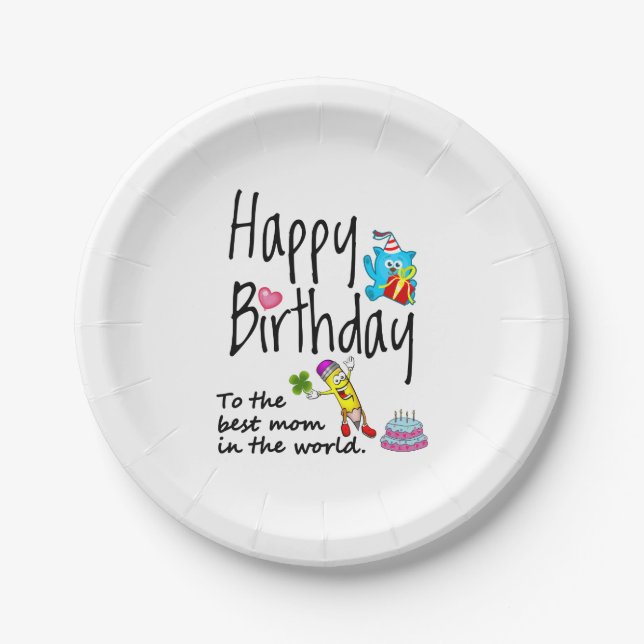 Herzlichen Glückwunsch zum Geburtstag der besten M Pappteller (Vorderseite)