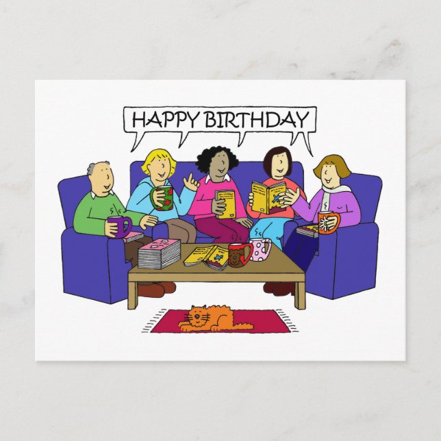 Herzlichen Glückwunsch zum Geburtstag des Buchklub Postkarte (Vorderseite)