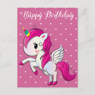 Herzlichen Glückwunsch zum Geburtstag, Einhorn und Postkarte