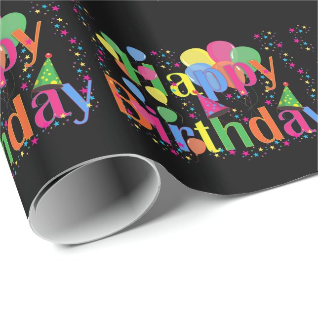 Herzlichen Glückwunsch zum Geburtstag, farbenfrohe Geschenkpapier (Rolleneckpunkt)