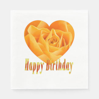 Herzlichen Glückwunsch zum Geburtstag, gelbes Rose Serviette