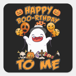 Herzlichen Glückwunsch zum Geburtstag Halloween Quadratischer Aufkleber