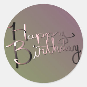 "Herzlichen Glückwunsch zum Geburtstag!" Handgesc Runder Aufkleber