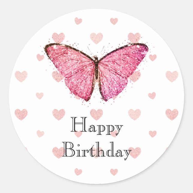 Herzlichen Glückwunsch zum Geburtstag, Hübscher ro Runder Aufkleber (Vorderseite)