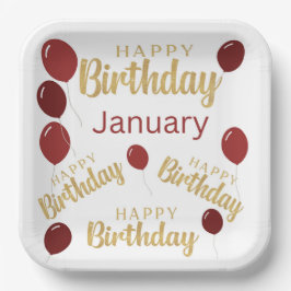 Herzlichen Glückwunsch zum Geburtstag im Januar Pappteller