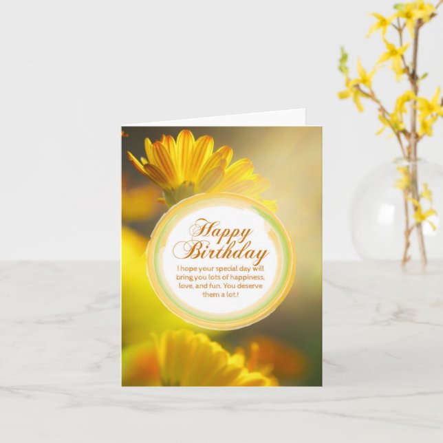 Herzlichen Glückwunsch zum Geburtstag Karte (Gelbe Blume)