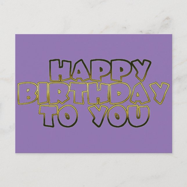 Herzlichen Glückwunsch zum Geburtstag, Lila Goldty Postkarte (Vorderseite)
